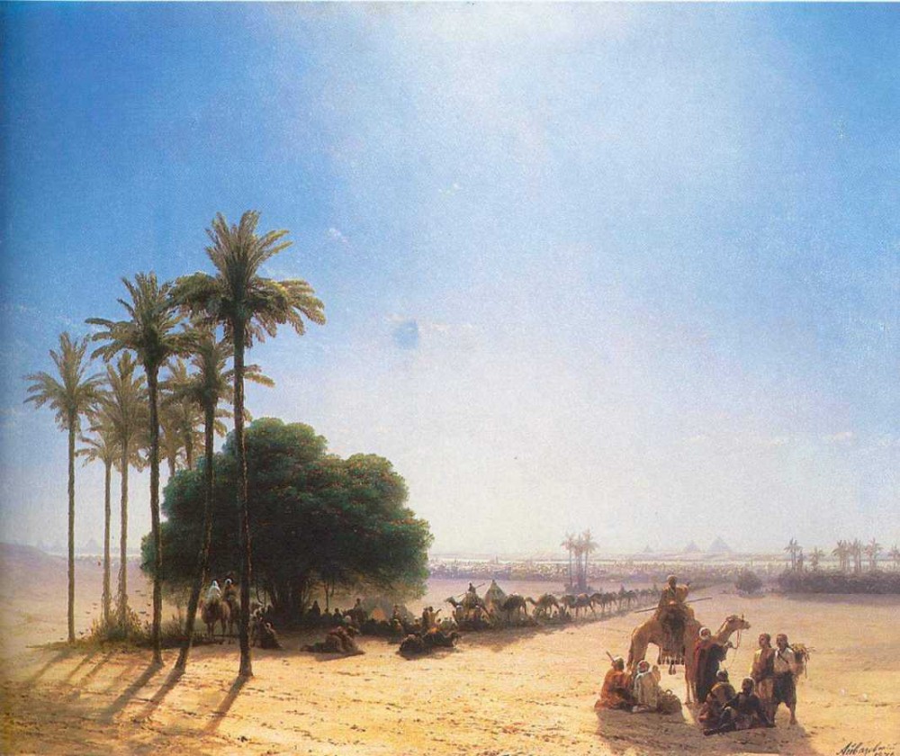 Caravan In Oasis, Egypt by Ivan Konstantinovich Aivazovsky