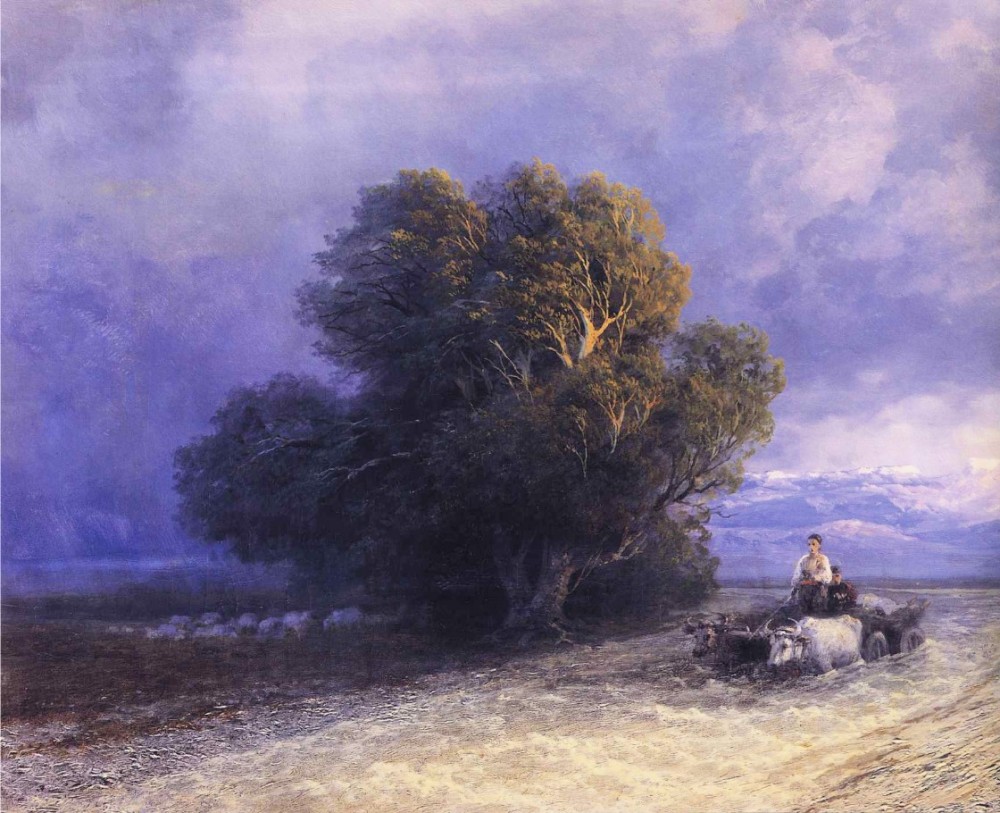 Ox Cart Crossing A Flooded Plain by Ivan Konstantinovich Aivazovsky