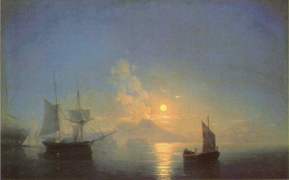 The Bay Of Naples by Moonlight II by Ivan Konstantinovich Aivazovsky