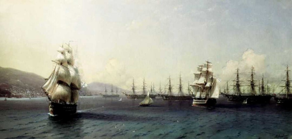 The Black Sea Fleet In Feodosiya by Ivan Konstantinovich Aivazovsky