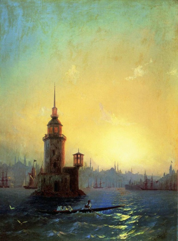 View Of Leandrovsk Tower In Constantinople by Ivan Konstantinovich Aivazovsky