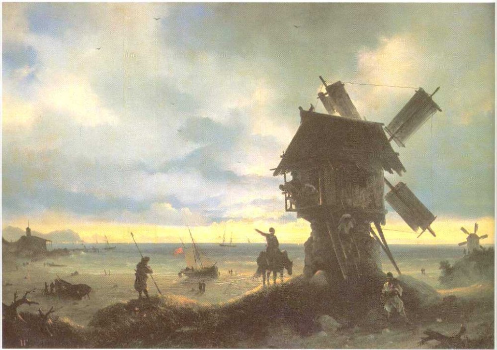 Windmill On The Sea Coast by Ivan Konstantinovich Aivazovsky