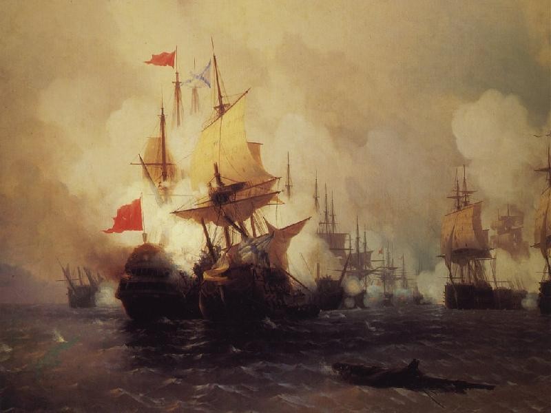 The Battle in the Straight of Sofchios by Ivan Konstantinovich Aivazovsky