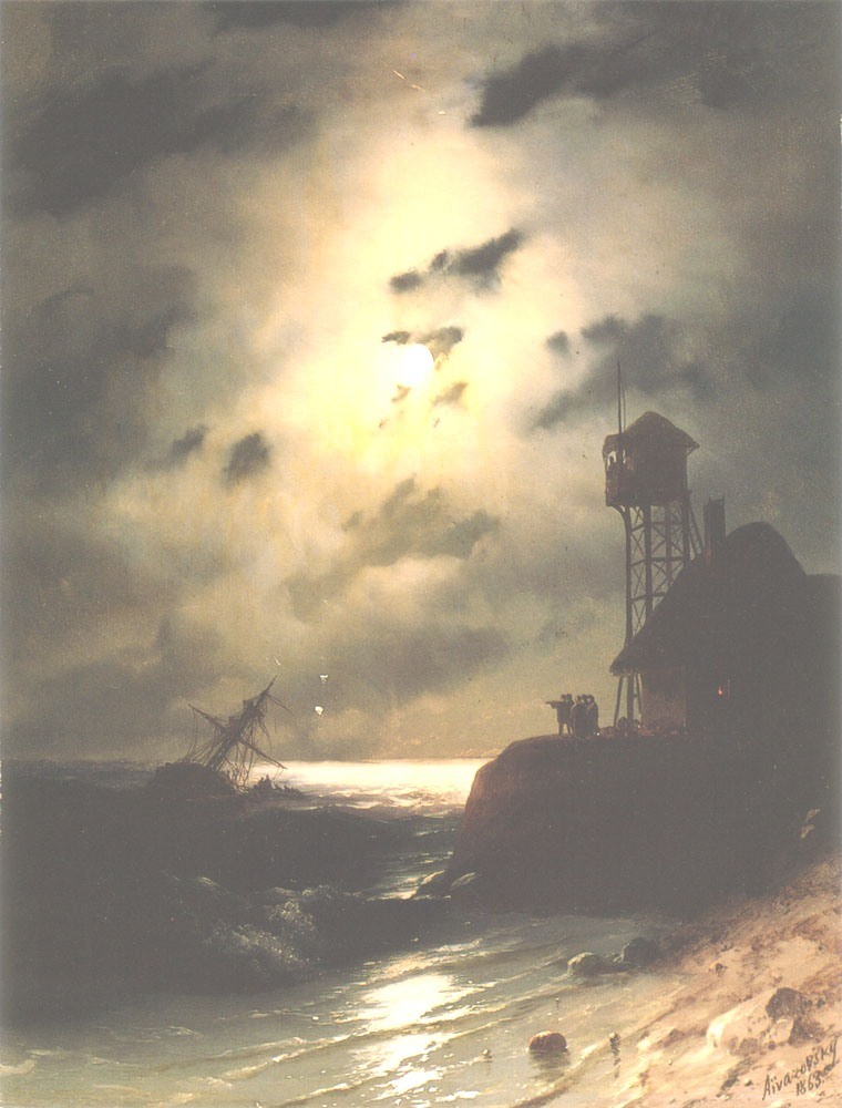 Moonlit Seascape With Shipwreck by Ivan Konstantinovich Aivazovsky