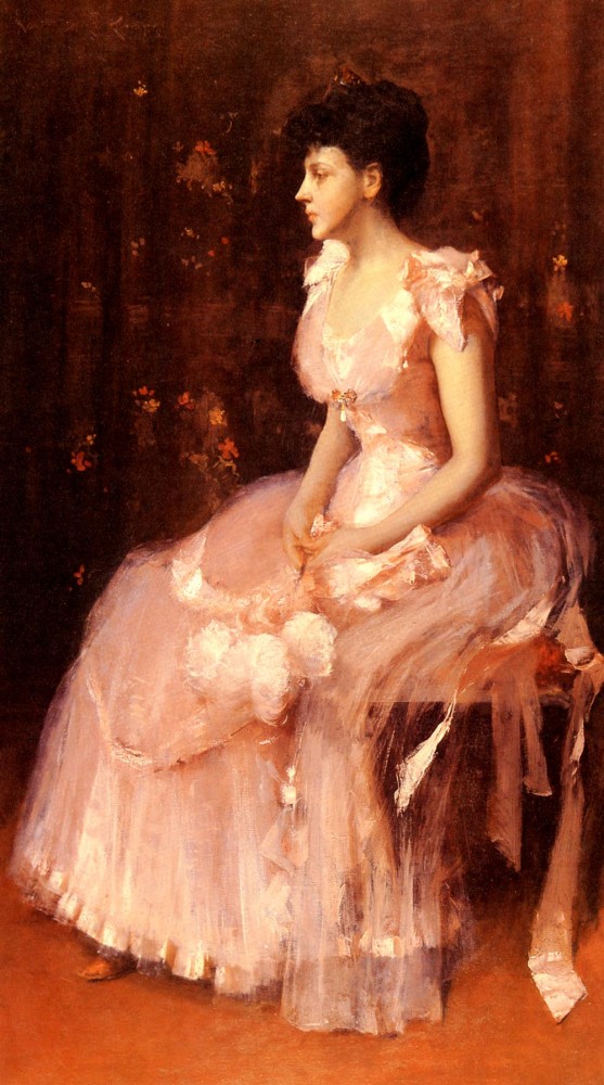 Portrait Of A Lady In Pink by William Merritt Chase