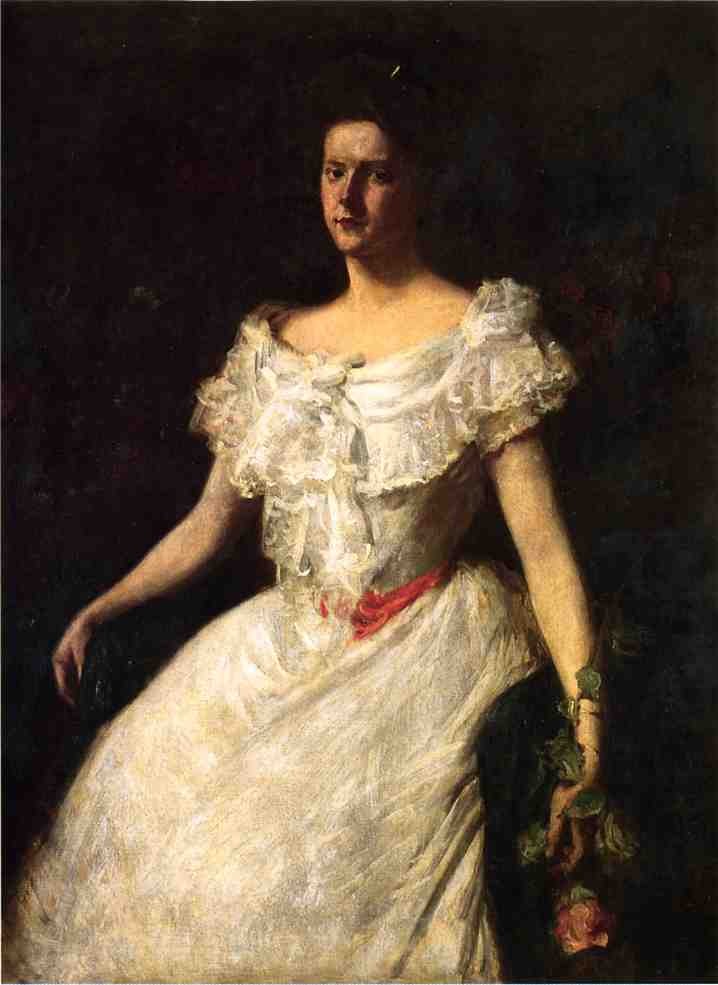 Portrait Of A Lady With a Rose by William Merritt Chase