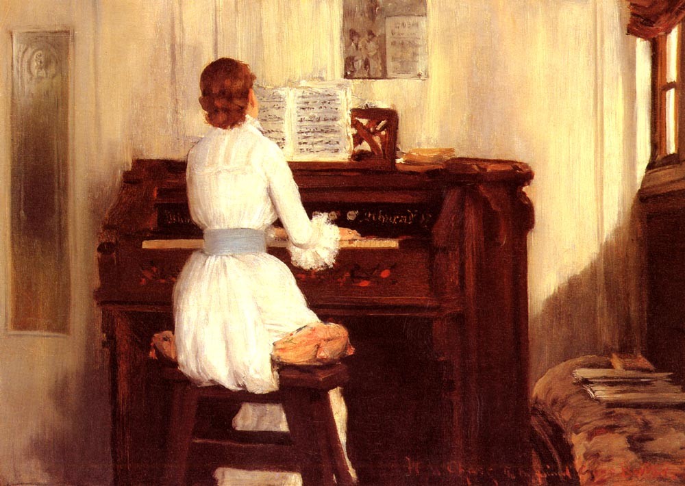 Mrs Meigs At The Piano Organ by William Merritt Chase