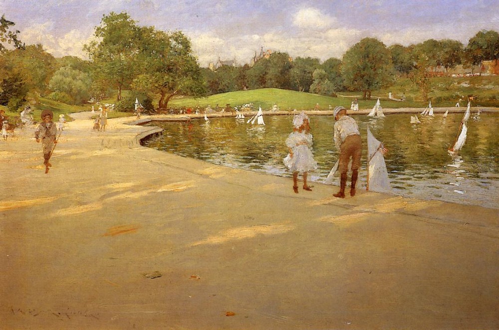 The Lake for Miniature Yachts aka Central Park by William Merritt Chase