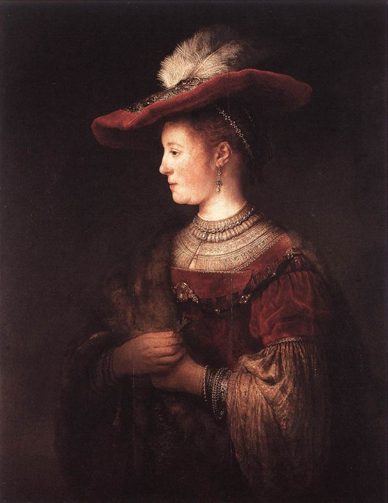 Saskia in Pompous Dress by Rembrandt Harmenszoon van Rijn