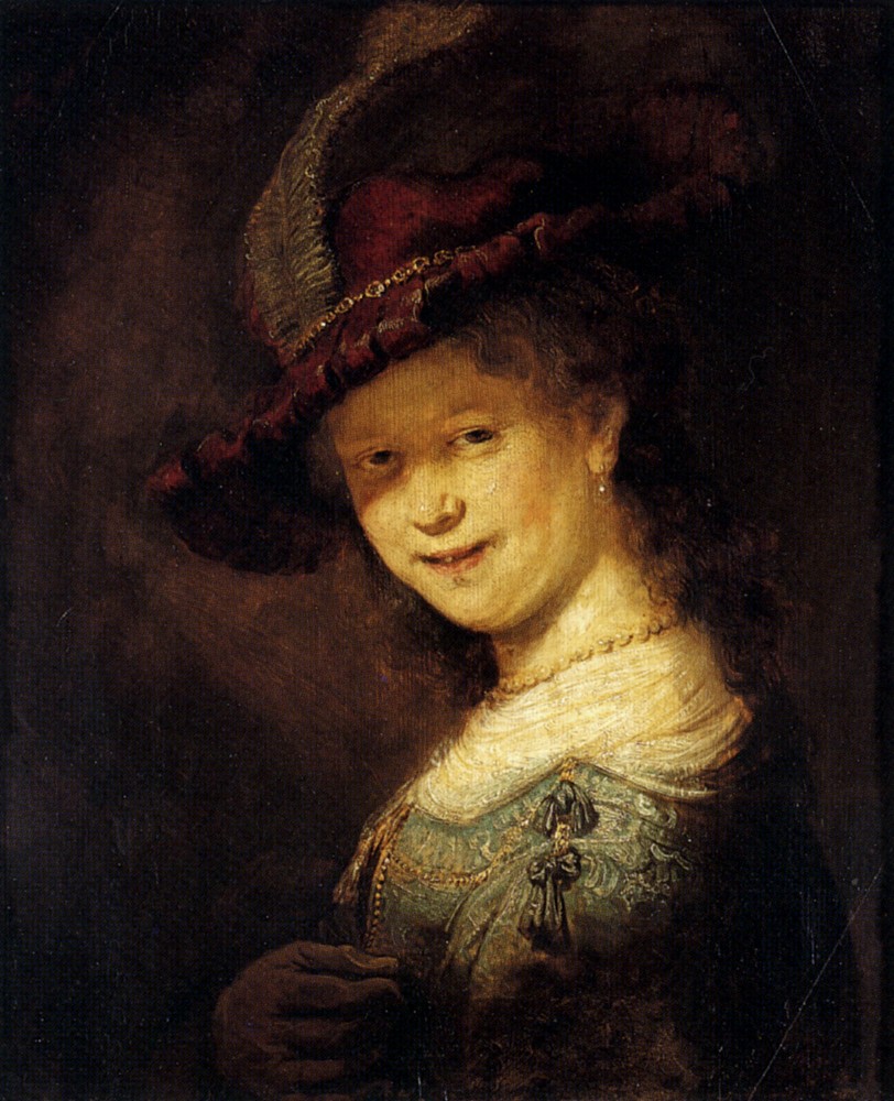 Saskia Laughing by Rembrandt Harmenszoon van Rijn