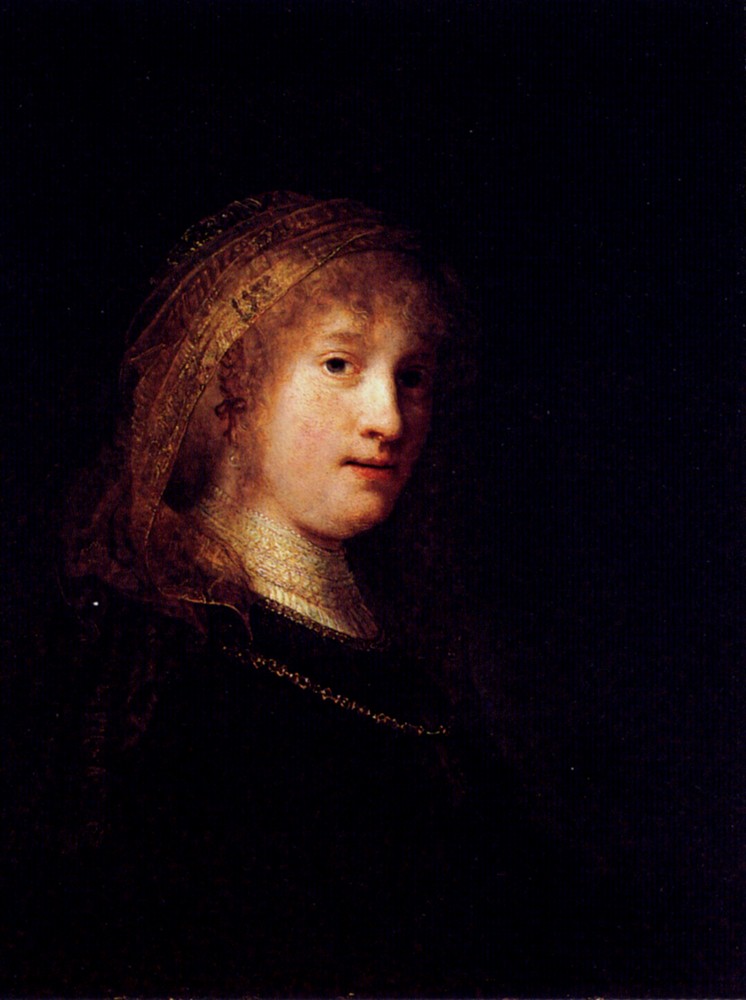 Saskia Wearing A Veil by Rembrandt Harmenszoon van Rijn