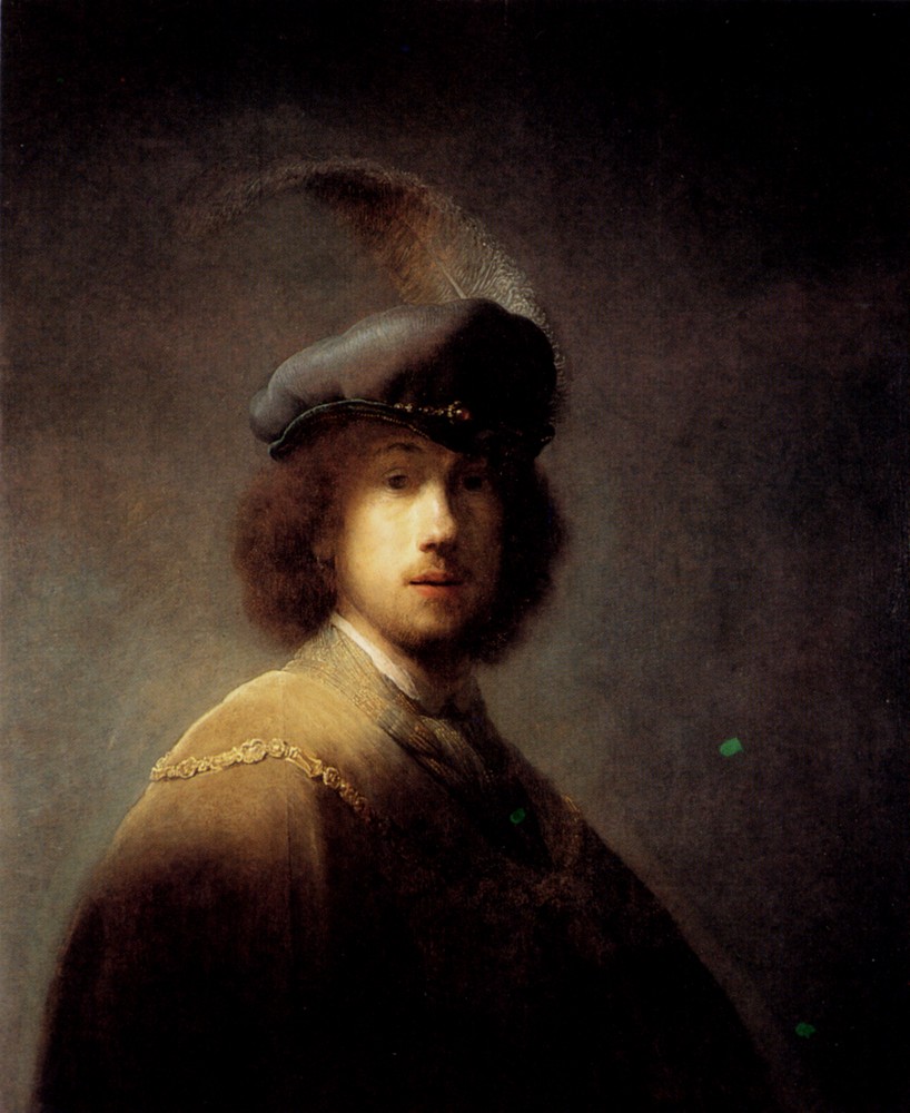 Self Portrait In A Plumed Hat by Rembrandt Harmenszoon van Rijn
