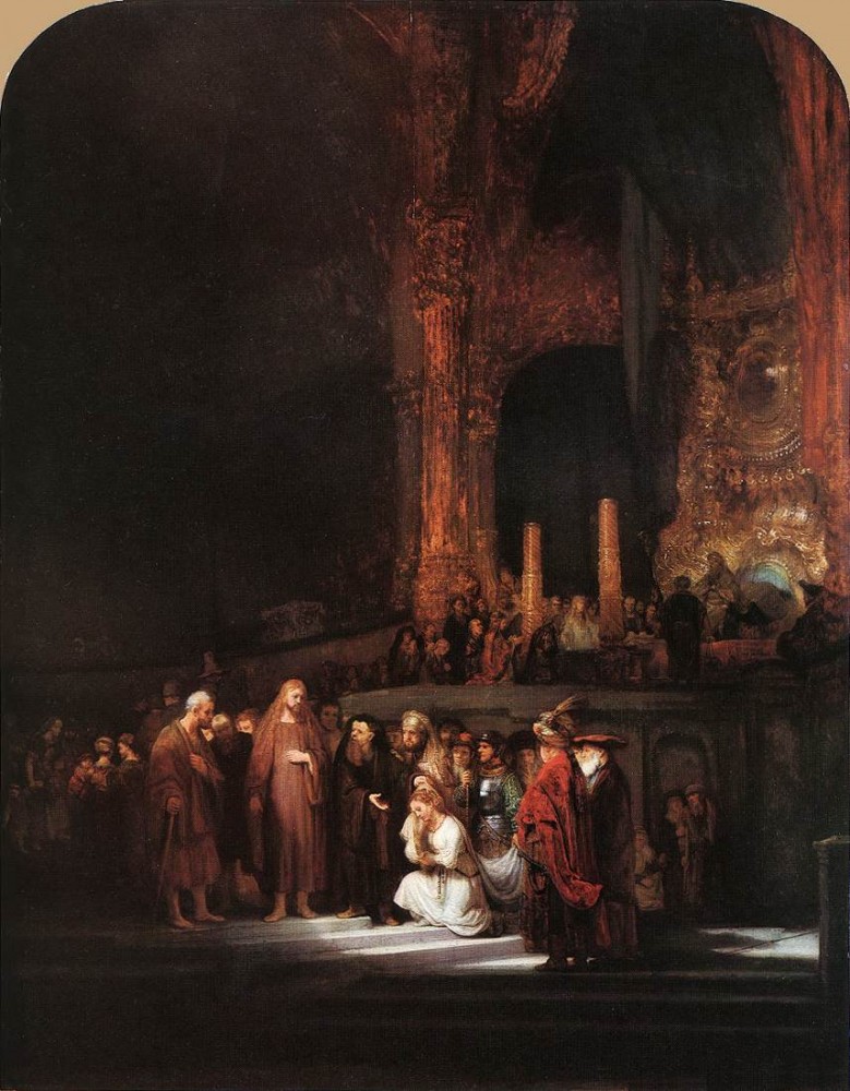 Christ and the Woman Taken in Adultery by Rembrandt Harmenszoon van Rijn