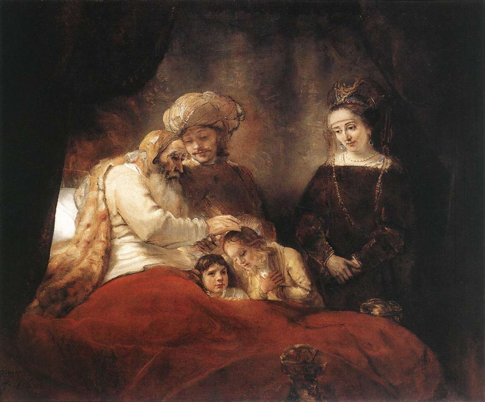 Jacob Blessing the Children of Joseph by Rembrandt Harmenszoon van Rijn