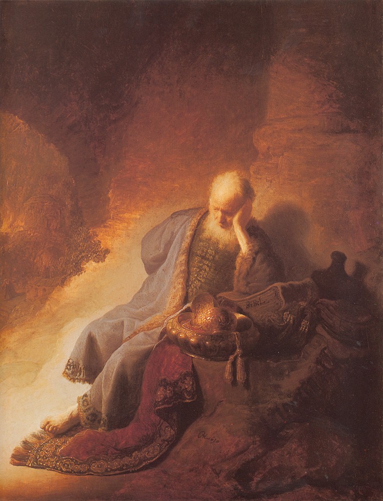 Jeremais Lamenting the Destruction of Jerusalem by Rembrandt Harmenszoon van Rijn