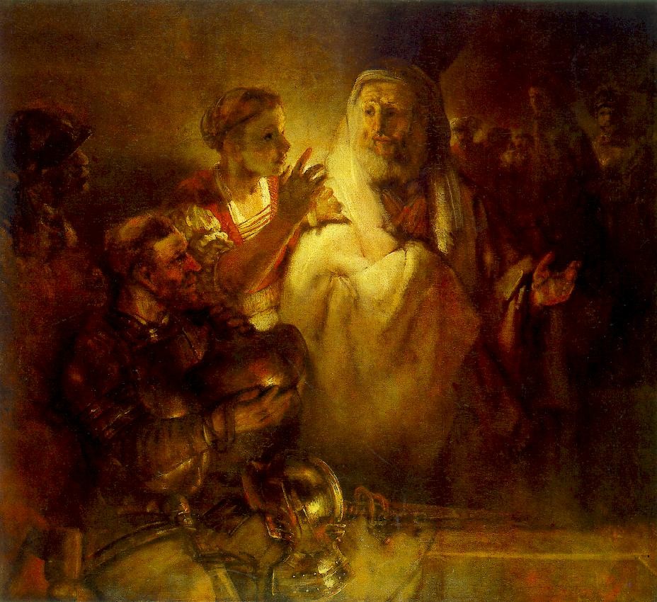 Peter Denouncing Christ by Rembrandt Harmenszoon van Rijn