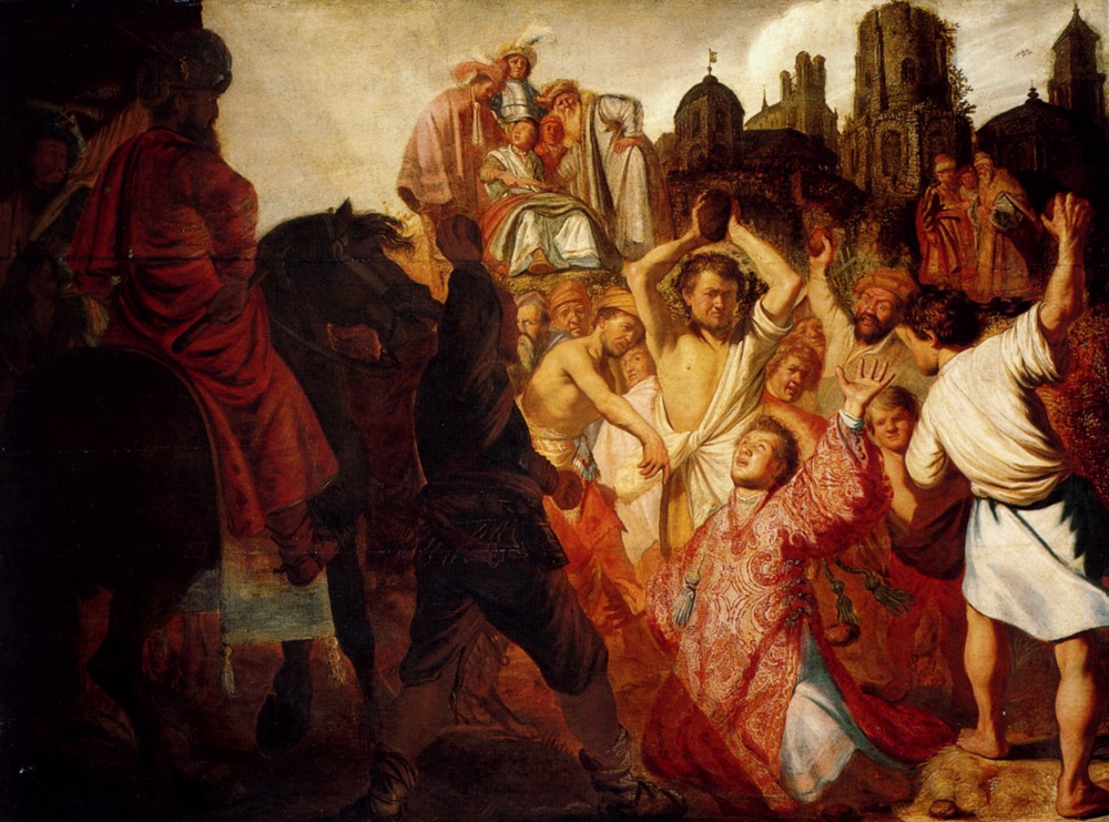 The Stoning Of St Stephen 1625 by Rembrandt Harmenszoon van Rijn