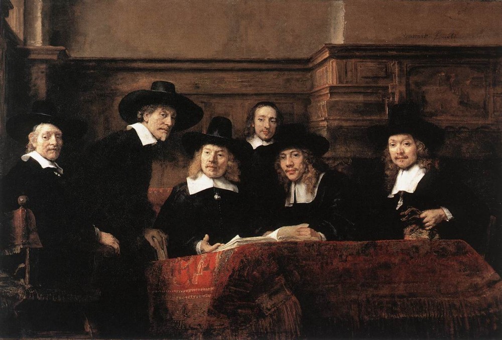 Sampling Officials of the Drapers- Guild by Rembrandt Harmenszoon van Rijn