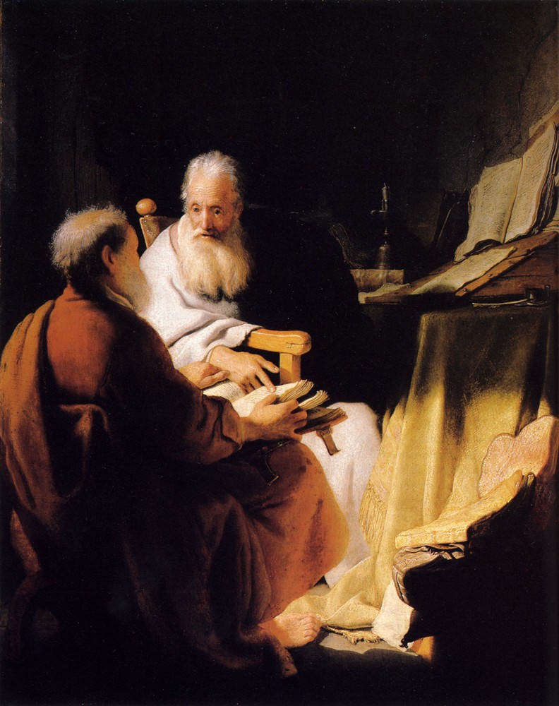 Two Old Men Disputing by Rembrandt Harmenszoon van Rijn