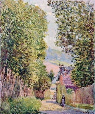 Street in Louveciennes, Sunlight by Alfred Sisley