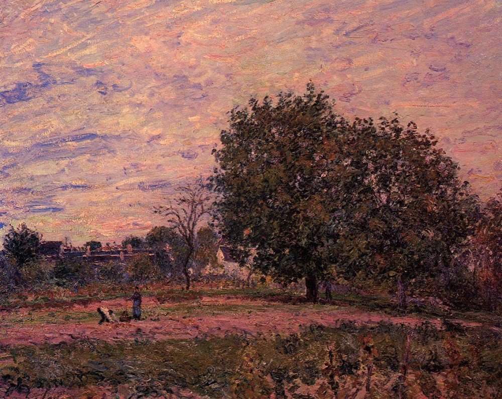 Walnut Trees, Sunset - Early Days of October by Alfred Sisley