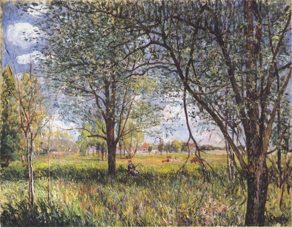 Willows in a Field - Afternoon by Alfred Sisley