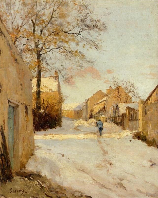 A Village Street in Winter by Alfred Sisley