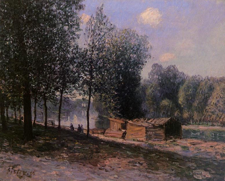 Cabins By The River Loing, Morning by Alfred Sisley