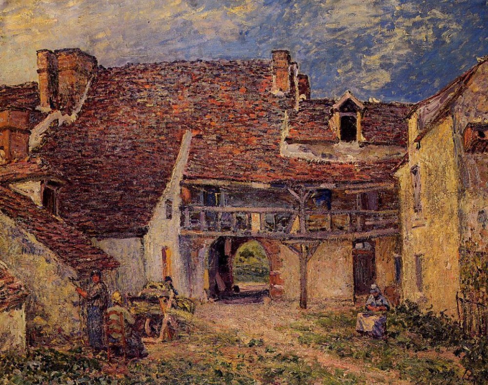 Courtyard of a Farm at Saint-Mammes by Alfred Sisley