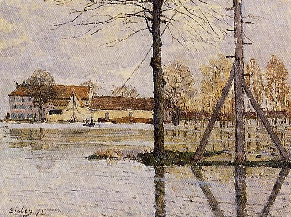 Ferry to the Ille-de-la-Loge, Flood by Alfred Sisley