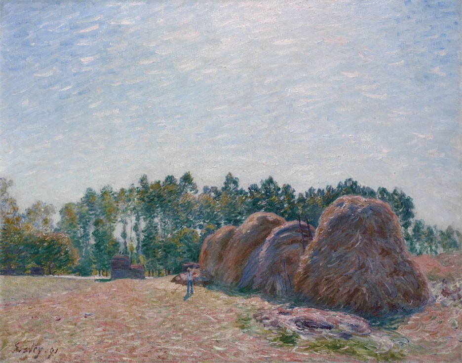 Haystacks at Moret - Morning Light by Alfred Sisley