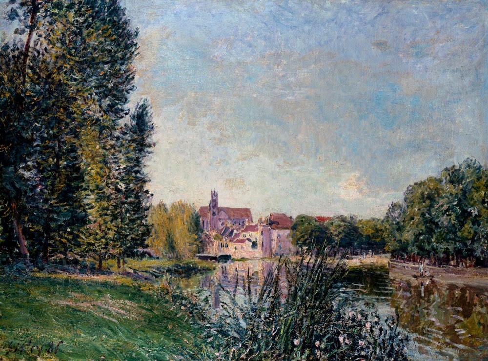 Loing River and Church at Moret by Alfred Sisley