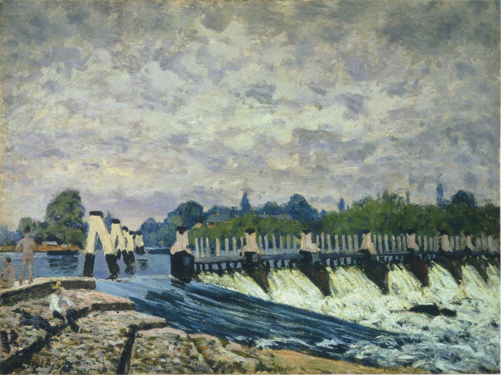 Molesey Weir at Hampton Court, Morning by Alfred Sisley