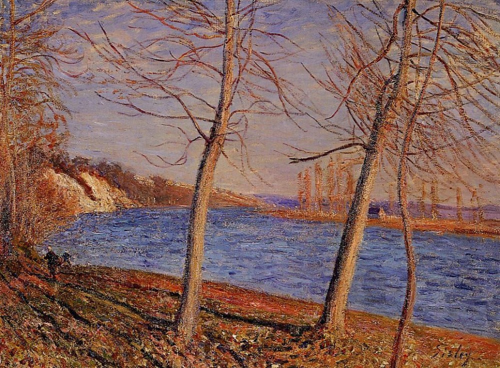 Riverbank at Veneux by Alfred Sisley