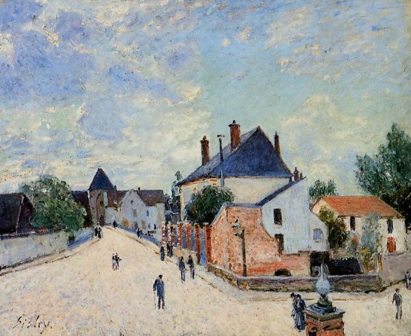 Street in Moret (Porte de Bourgogne from Across the Bridge) by Alfred Sisley