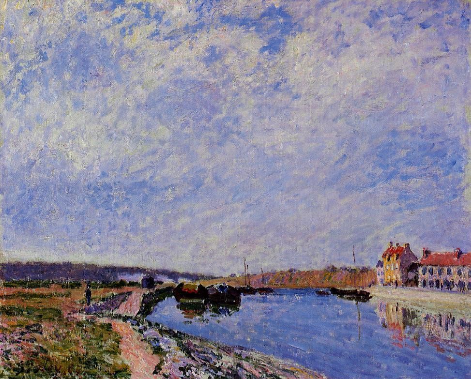 The Barge Port and Saint-Mammes by Alfred Sisley