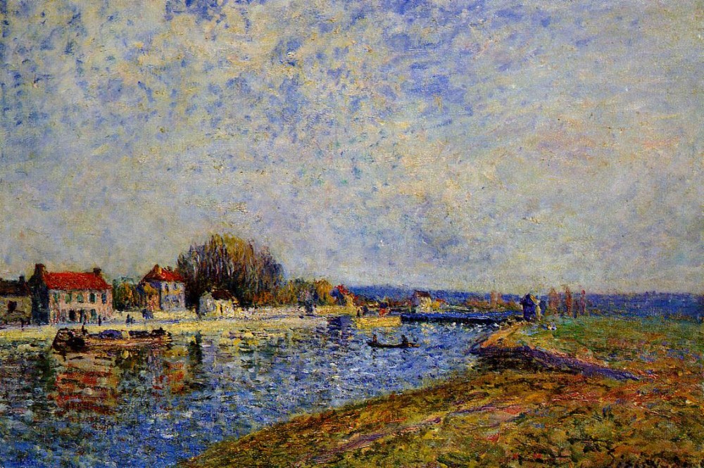 The Dam, Loing Canal at Saint-Mammes by Alfred Sisley