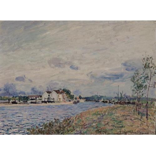 The Embankments of the Loing at Saint-Mammes by Alfred Sisley