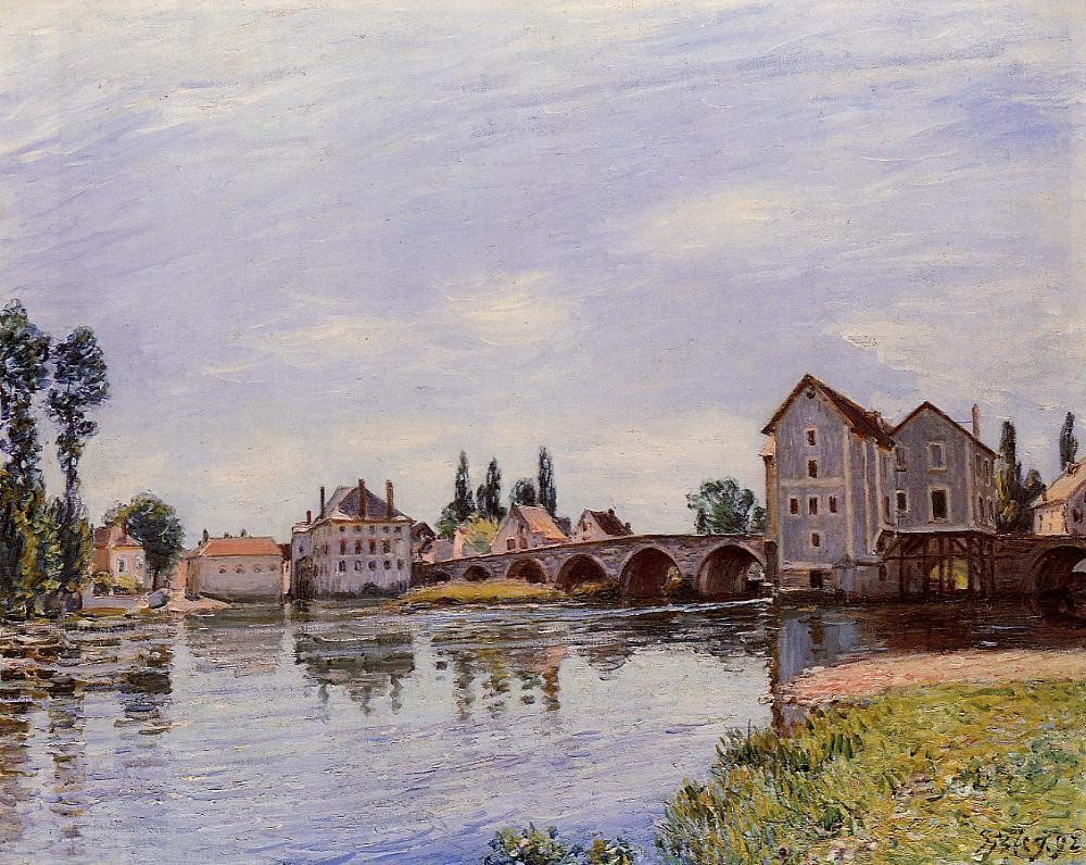The Loing Flowing under the Morete Bridge by Alfred Sisley