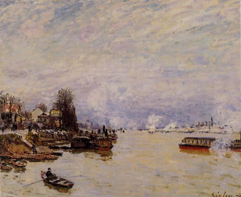 The Seine, View from the Quay de Pont du Jour by Alfred Sisley