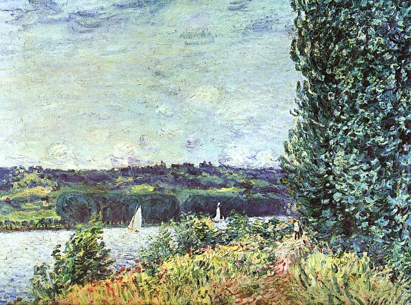 The Banks of the Seine - Wind Blowing by Alfred Sisley