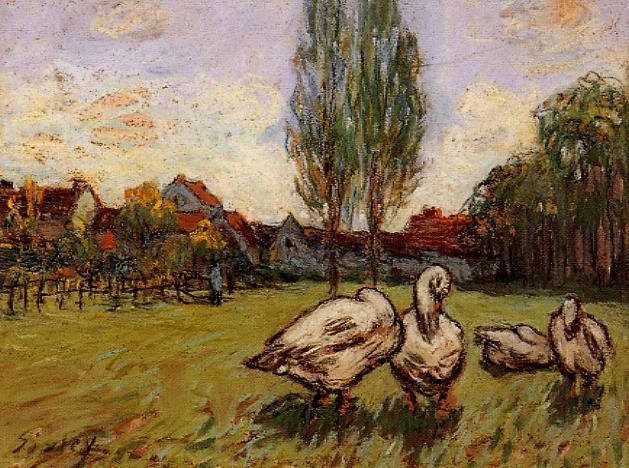 Geese by Alfred Sisley