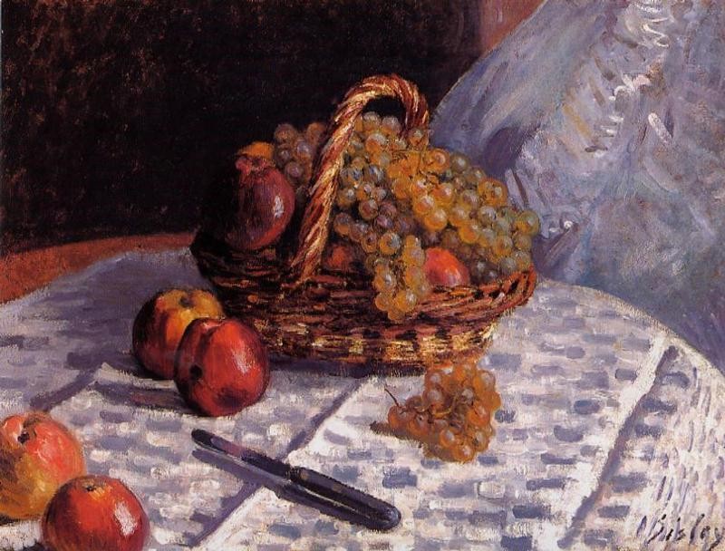 Still Life, Apples and Grapes by Alfred Sisley