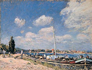 Unloading the Barges at Billiancourt by Alfred Sisley