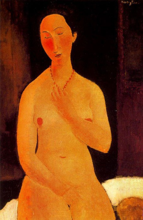 Seated Nude with Necklace by Amedeo  Modigliani