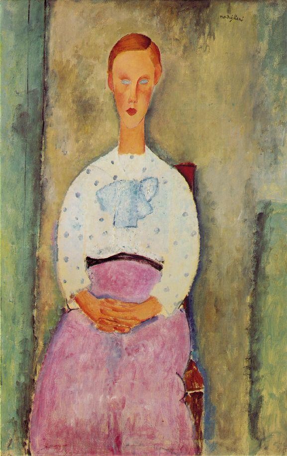 Girl with a Polka-Dot Blouse by Amedeo  Modigliani