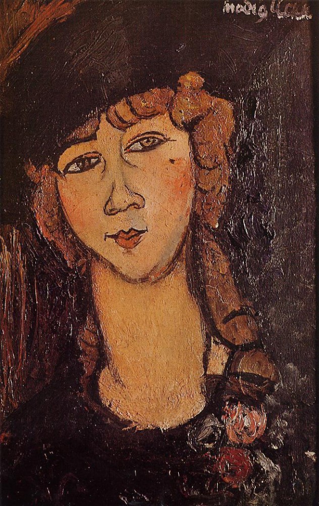 Head of a Woman in a Hat by Amedeo  Modigliani