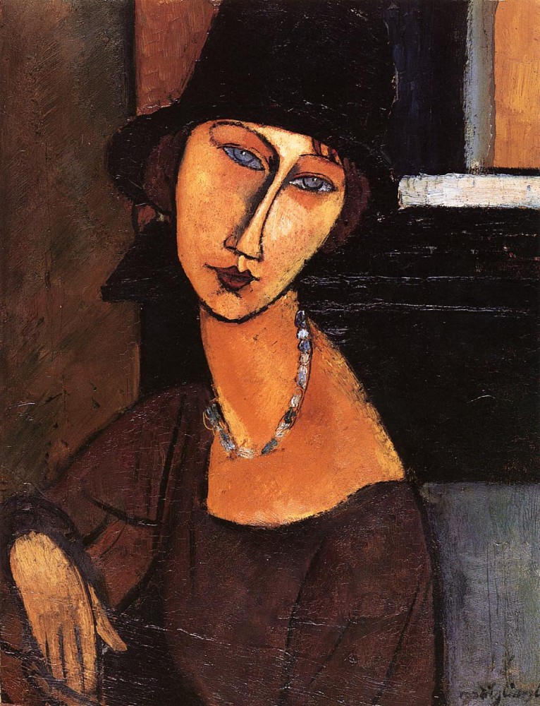 Jeanne Hebuterne with Hat and Necklace by Amedeo  Modigliani