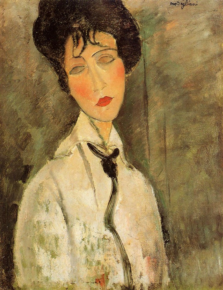 Portrait of a Woman in a Black Tie by Amedeo  Modigliani