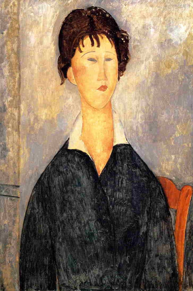Portrait of a Woman with a White Collar by Amedeo  Modigliani